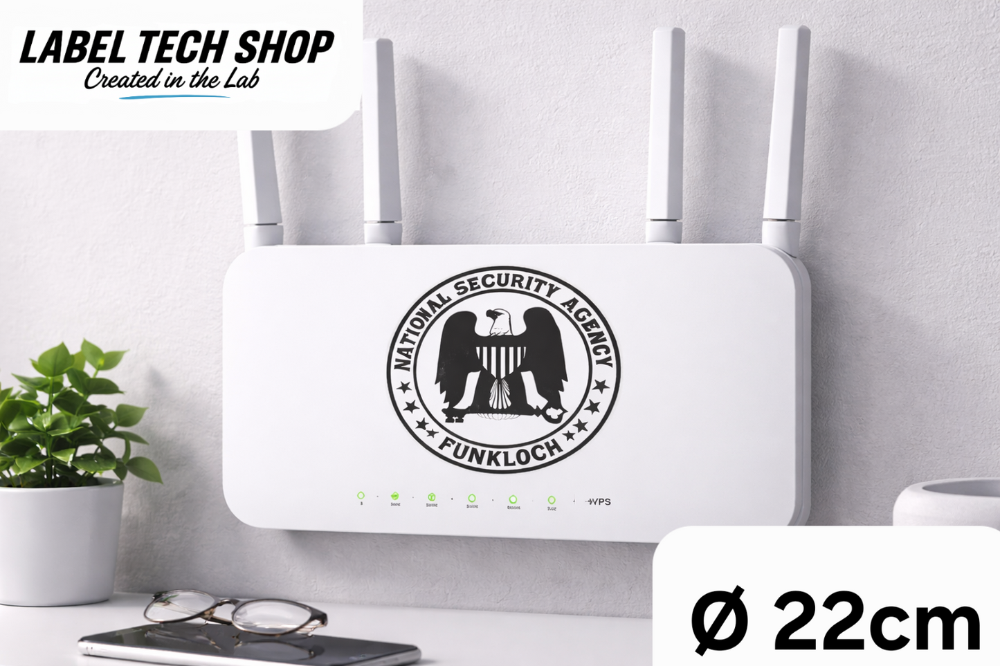 NSA Funkloch Sticker 22cm Ø – IT Humor Aufkleber für Laptop, Server & PC (128)