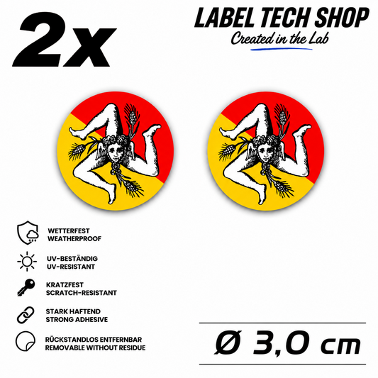 Sizilien Aufkleber Adesivo Siciliano Sicilia Sicily Sticker Flagge Wappen Emblem Auto Helm Ø3cm NR.030