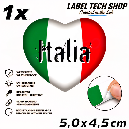 🇮🇹 Italien Aufkleber Herz Italian Sticker Heart Adesivo Cuore Italiano Bandiera Auto Helm 5,0x4,0cm NR.060
