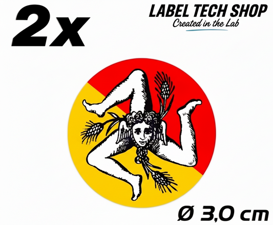 1x Sizilien Aufkleber – Sicilia Sicily Flagge Wappen Sticker Rund Ø 3cm (030)