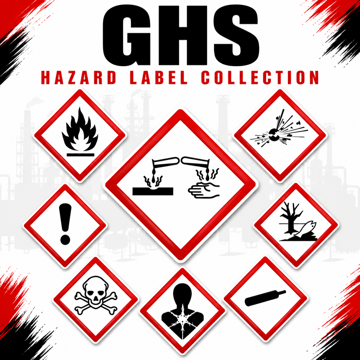 GHS Gefahrstoff Aufkleber Kollektion – Normgerechte Sicherheitskennzeichnung nach CLP