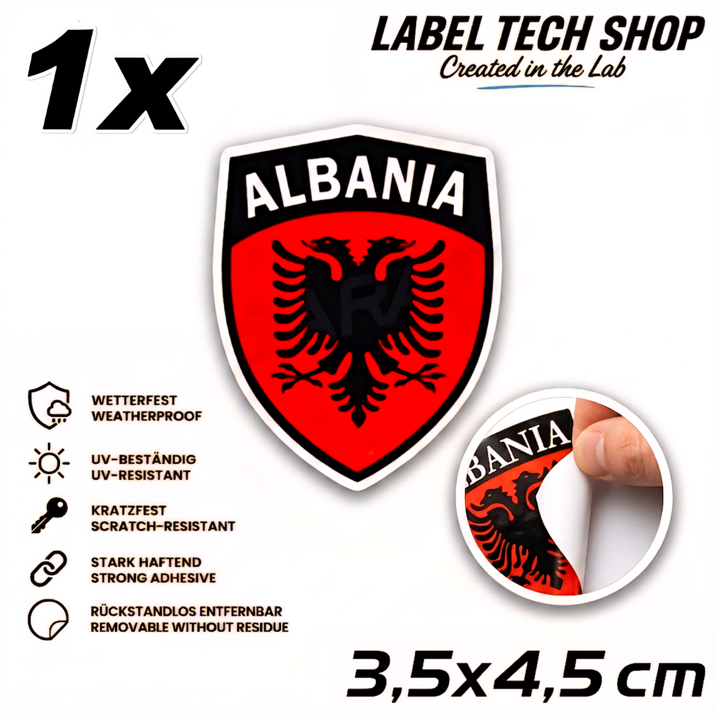 🇦🇱 Albanien Aufkleber Albania Sticker Shqiperia Adler Wappen Emblem Auto Helm 3,5x4,5cm NR.108
