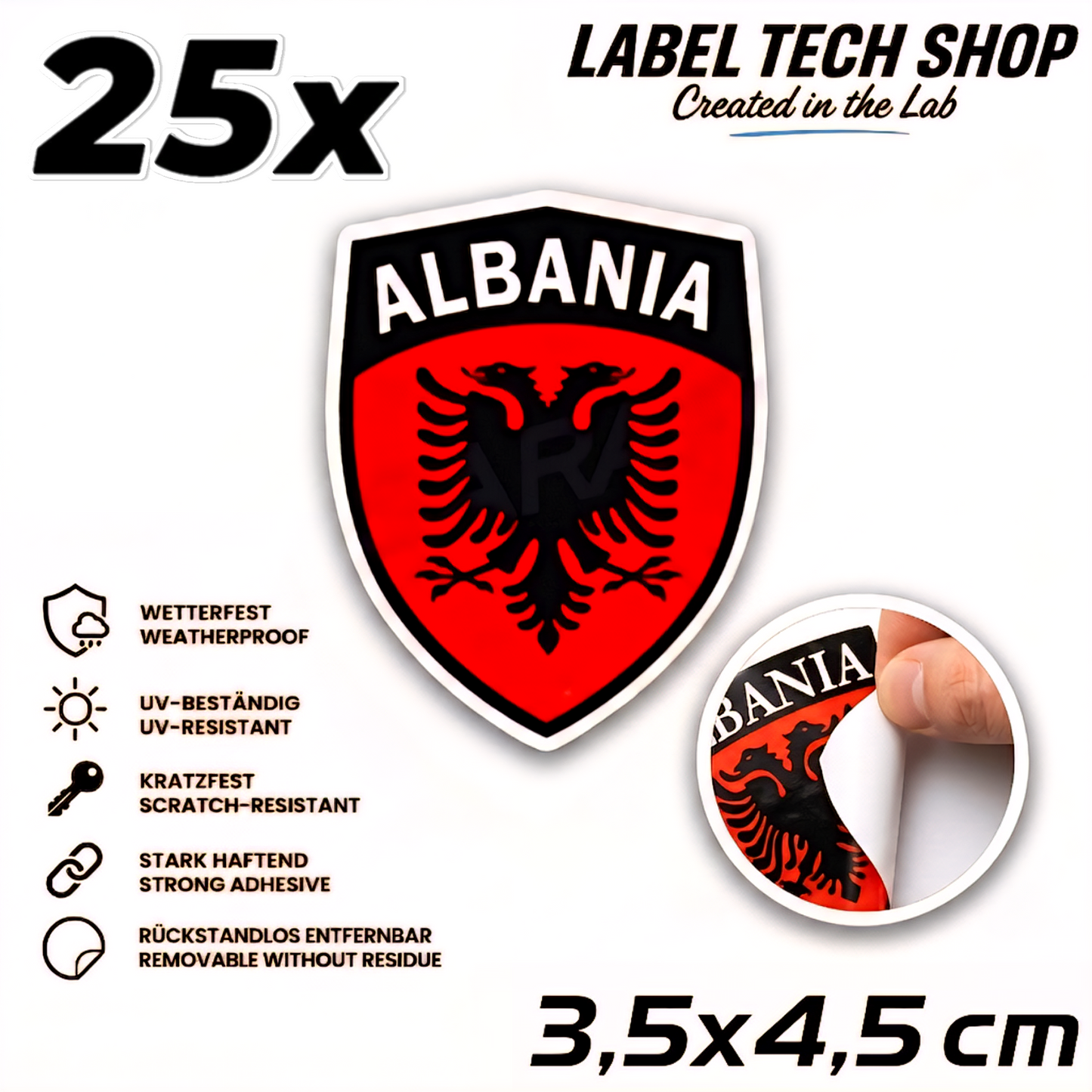 🇦🇱 Albanien Aufkleber Albania Sticker Shqiperia Adler Wappen Emblem Auto Helm 3,5x4,5cm NR.108