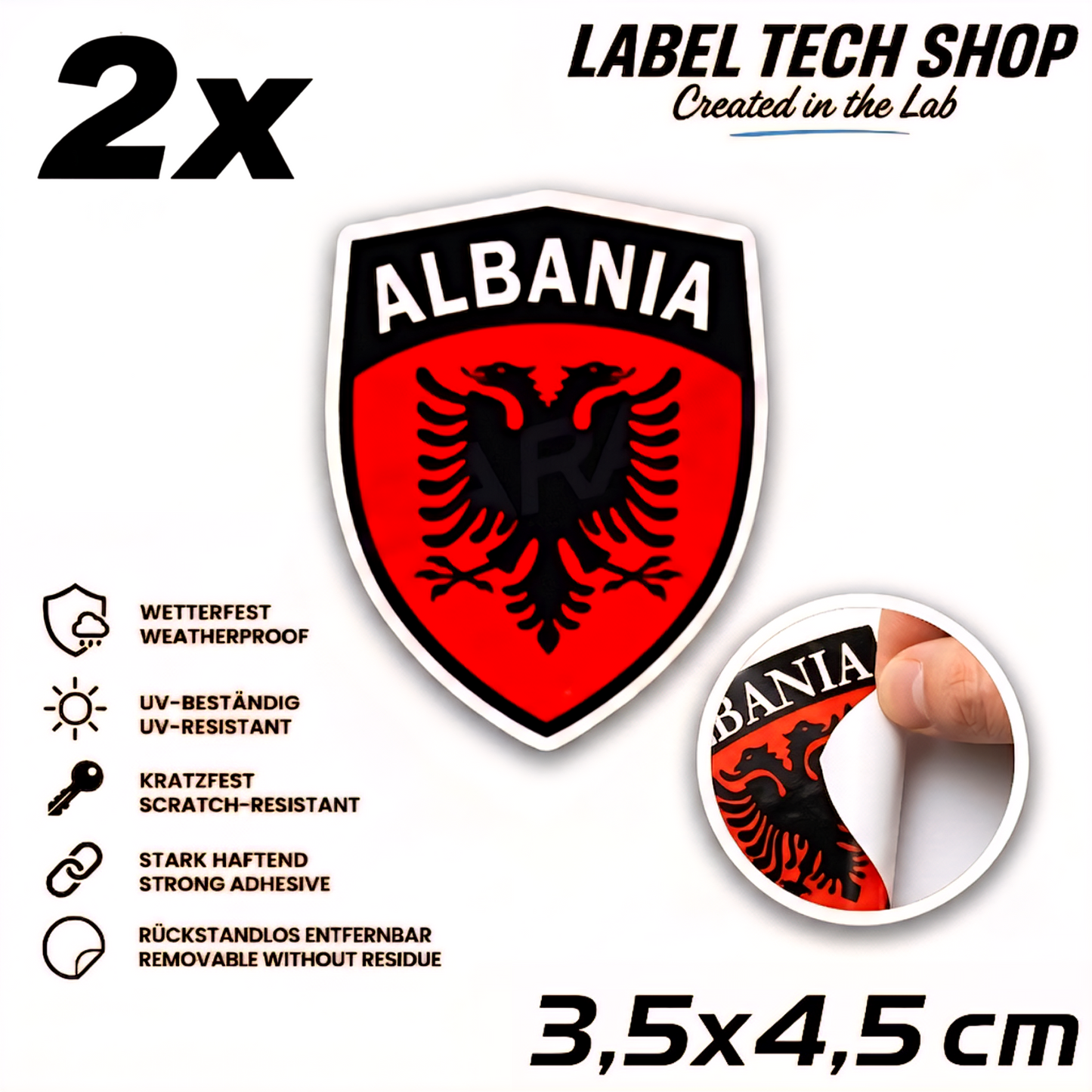 🇦🇱 Albanien Aufkleber Albania Sticker Shqiperia Adler Wappen Emblem Auto Helm 3,5x4,5cm NR.108