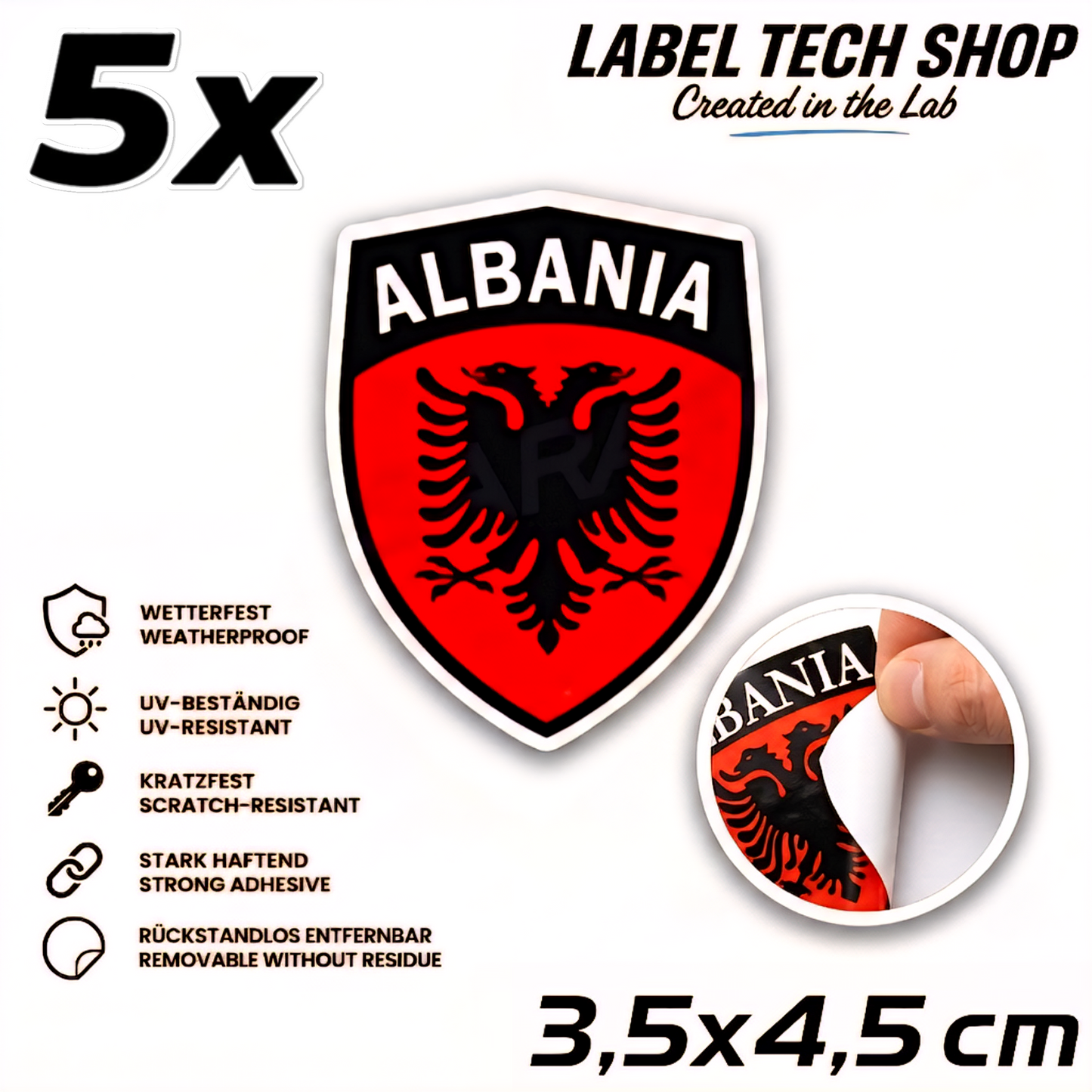 🇦🇱 Albanien Aufkleber Albania Sticker Shqiperia Adler Wappen Emblem Auto Helm 3,5x4,5cm NR.108