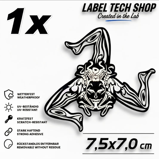 Sizilien Sicilia Sicily Trinacria Triskelion Aufkleber Sticker Adesivo – Auto Laptop Helm – 7,5 × 7,0 cm NR.026