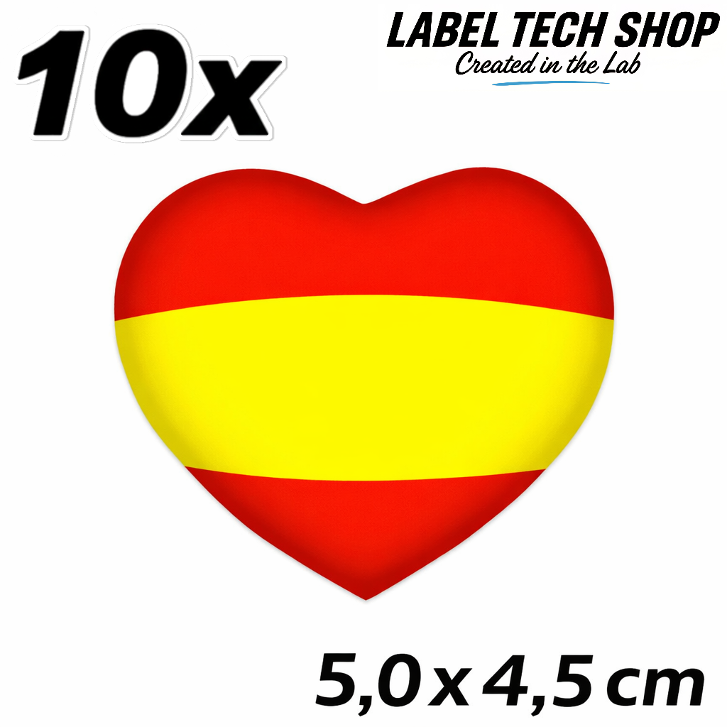 Spanien Spain España Herz Aufkleber Sticker – Spain Flag Heart Corazón Autocollante – Auto Laptop Helm – 5,0 × 4,5 cm (052)