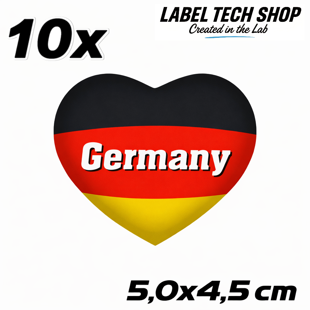 Deutschland Herz Aufkleber (059) – Germany Heart Sticker – Deutschland Flagge – 5,0 × 4,5 cm