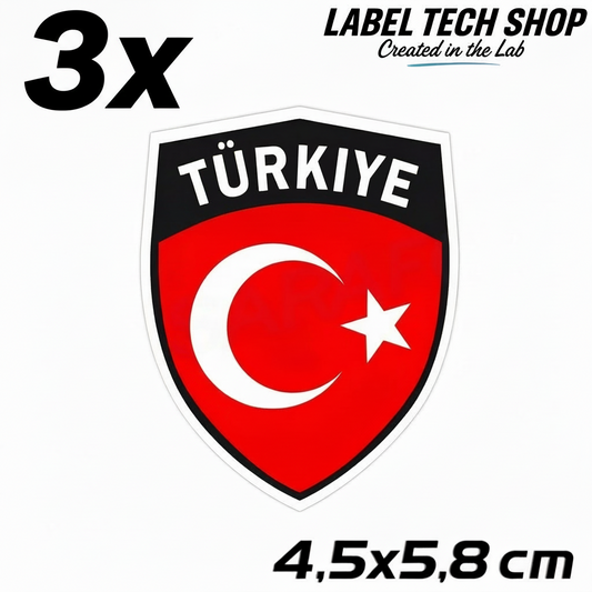 3x Türkei Aufkleber Türkiye Turkey Bayrak Flagge Emblem Sticker 4,5x5,8cm (101)