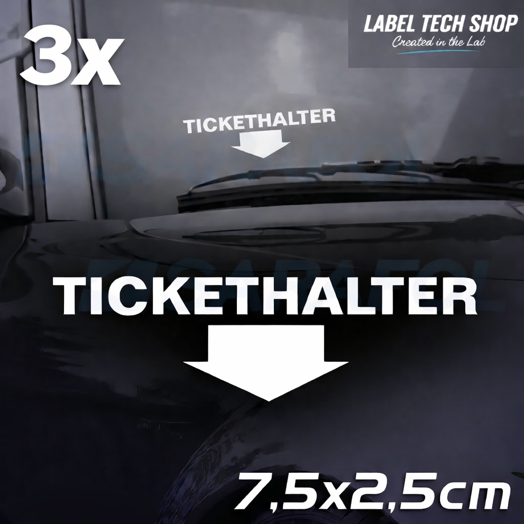 3x Tickethalter Aufkleber innenklebend – Strafzettel/Parkschein 7,5×2,5 cm
