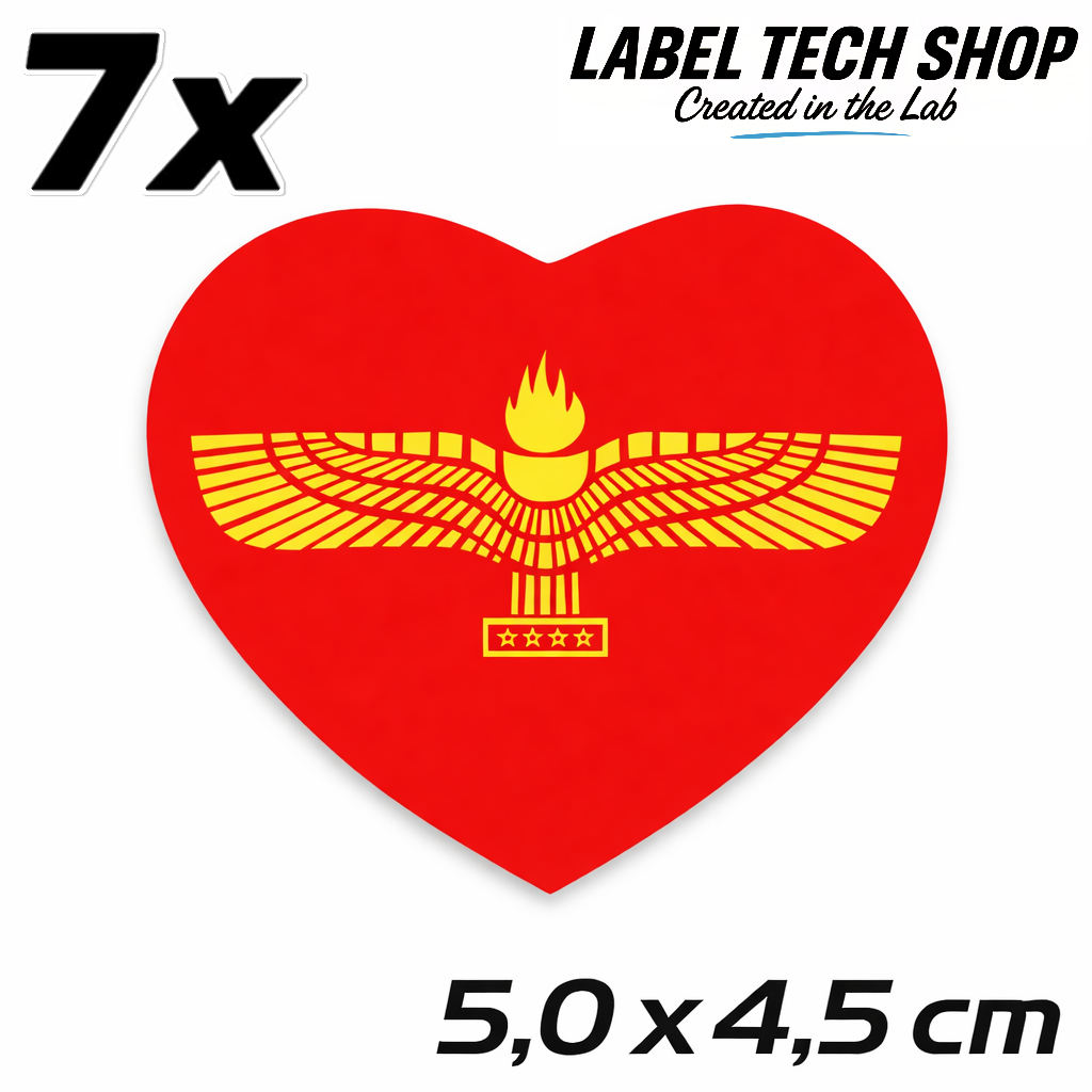 Aramäer Assyrer Herz Aufkleber Sticker – Assyrian Flag Heart Sticker – Auto Laptop Helm Geschenk – 5,0 × 4,5 cm (056)
