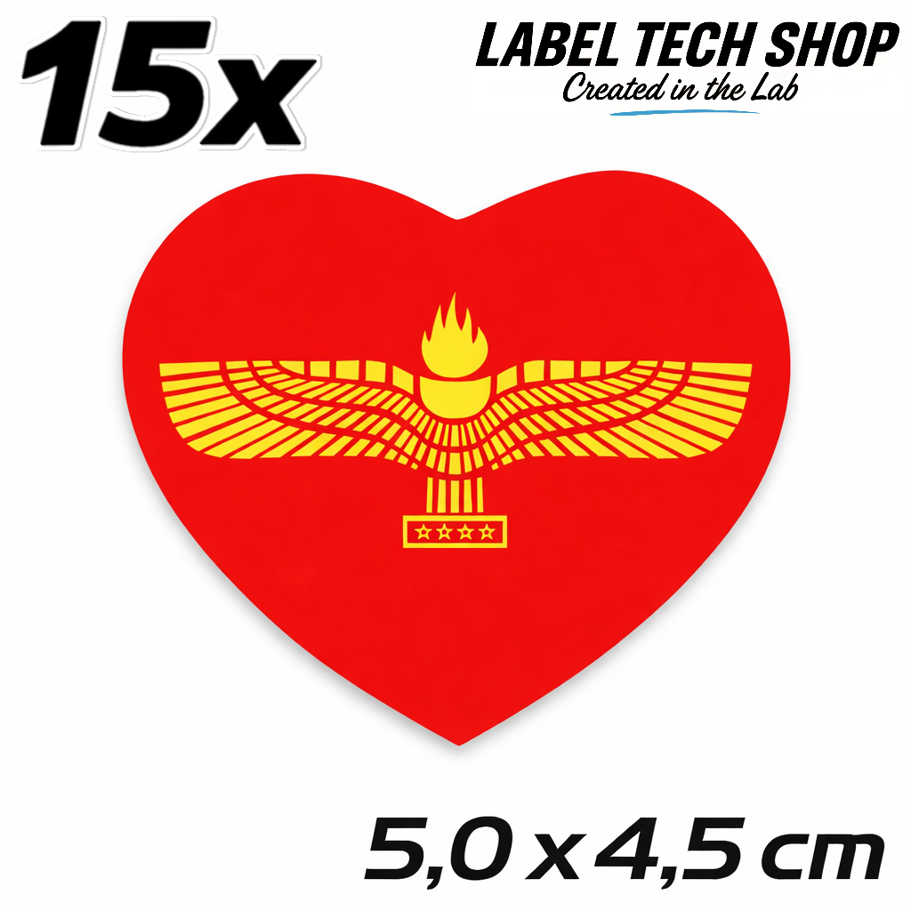 Aramäer Assyrer Herz Aufkleber Sticker – Assyrian Flag Heart Sticker – Auto Laptop Helm Geschenk – 5,0 × 4,5 cm (056)