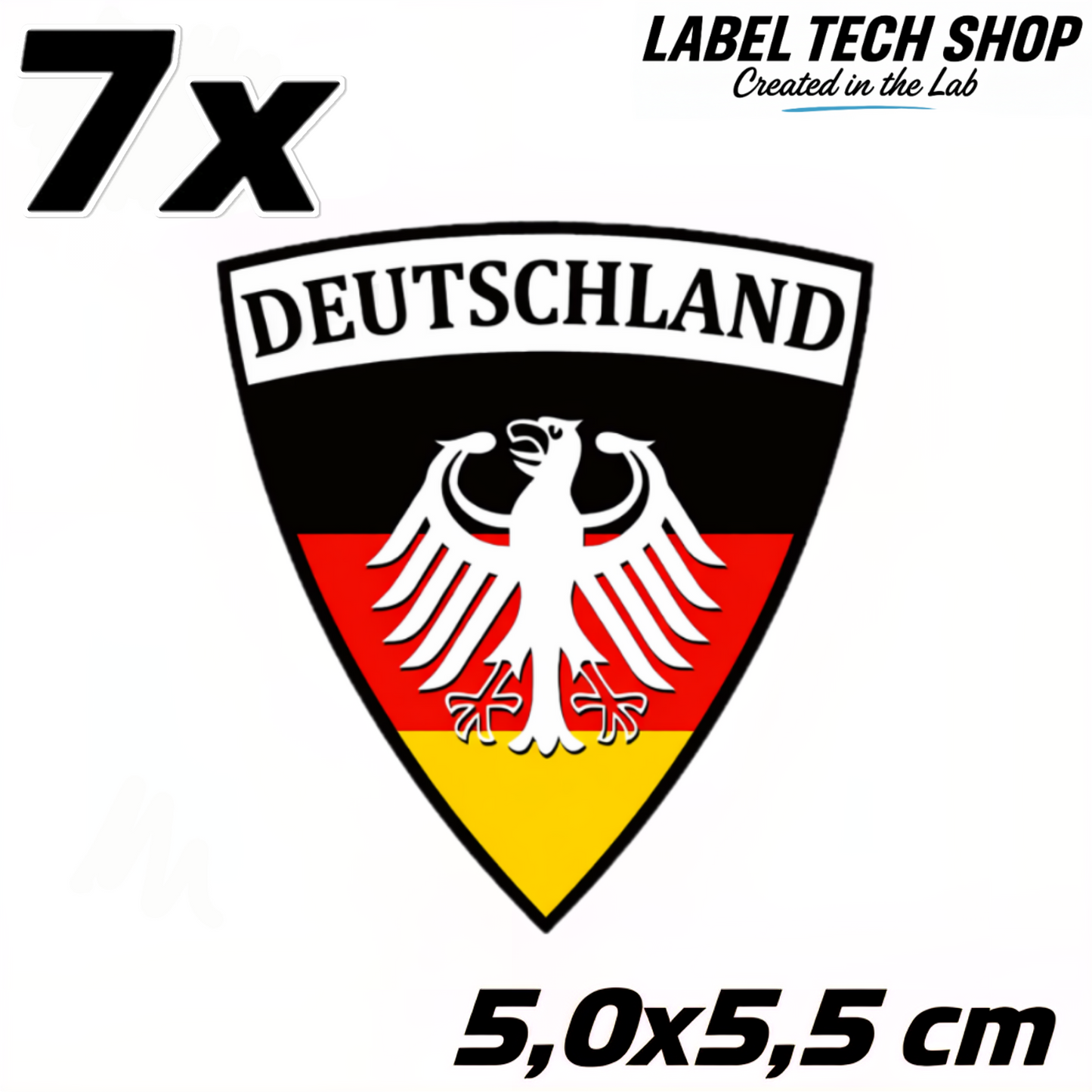 Deutschland Emblem Aufkleber (022) – 5,0 x 5,5 cm – Germany Adler Wappen Sticker