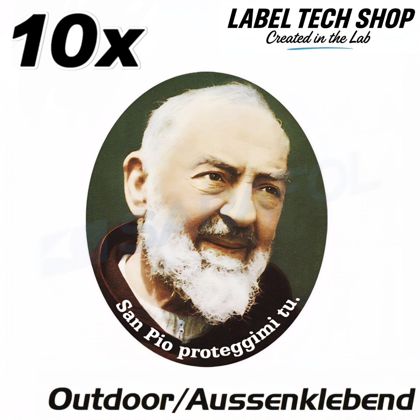 10x Padre Pio Aufkleber Sticker Außenklebend Katholisch Catholic 4,5x5,0 cm (027)