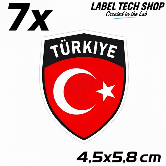 7x Türkei Aufkleber Türkiye Turkey Bayrak Flagge Emblem Sticker 4,5x5,8cm (101)
