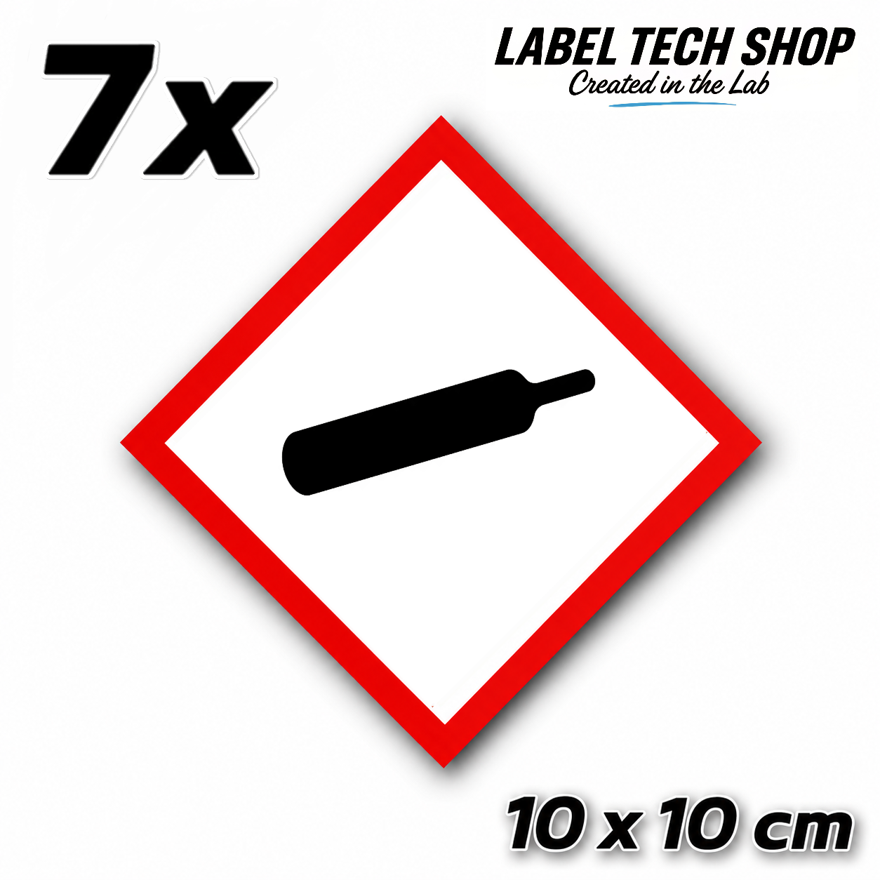 GHS04 Gases under pressure sticker Gas Cylinder Sticker Hazardous material symbol Compressed gas Dangerous goods Chemistry Lab label according to CLP / GHS Occupational safety