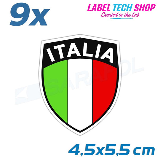 9x Italia/Italien Aufkleber Scudo 4,5×5,5cm Flagge Italien Adesivo Sticker 033