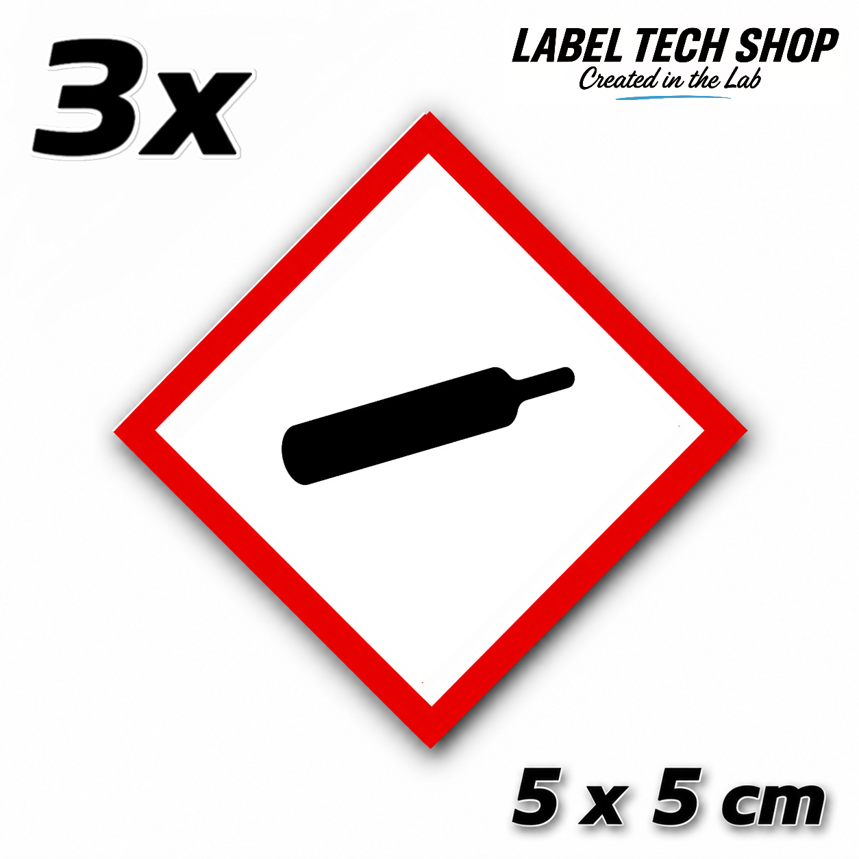 GHS04 Gases under pressure sticker Gas Cylinder Sticker Hazardous material symbol Compressed gas Dangerous goods Chemistry Lab label according to CLP / GHS Occupational safety
