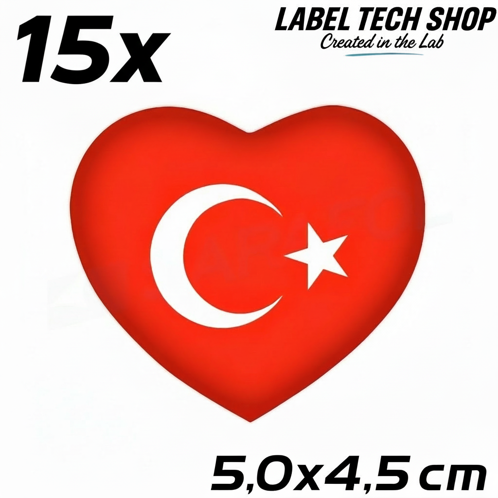 15x Türkei Aufkleber Türkiye Turkey Bayrak Flagge Herz Sticker 5,0x4,5cm (044)