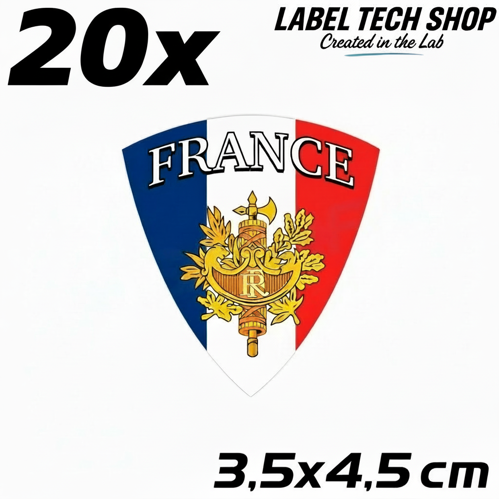 20x Frankreich Aufkleber France Francia Flagge Sticker 3,5x4,5cm (003)