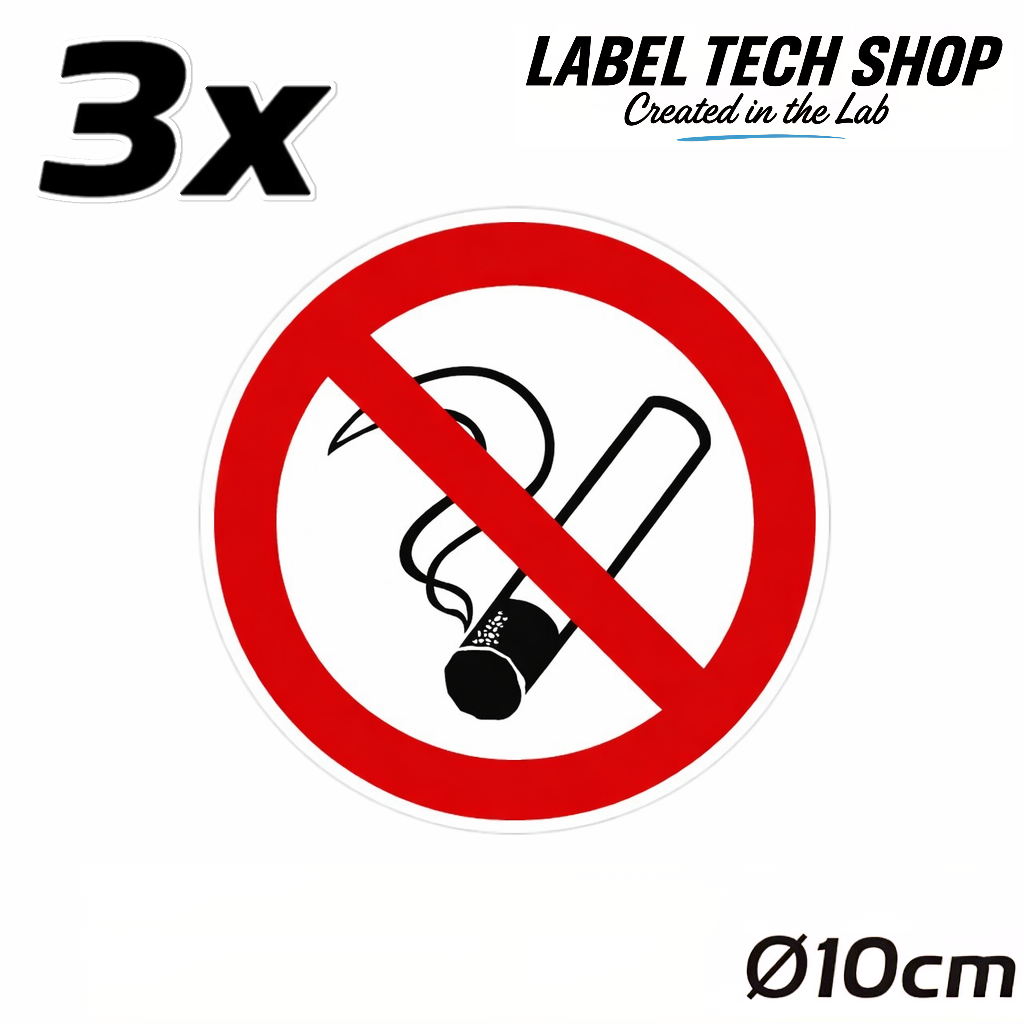 Rauchen verboten Aufkleber Ø10cm – No Smoking Sticker – No Fumar Hinweiszeichen Innen & Außen – Verbotsschild (127)