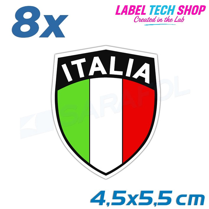 8x Italia/Italien Aufkleber Scudo 4,5×5,5cm Flagge Italien Adesivo Sticker 033