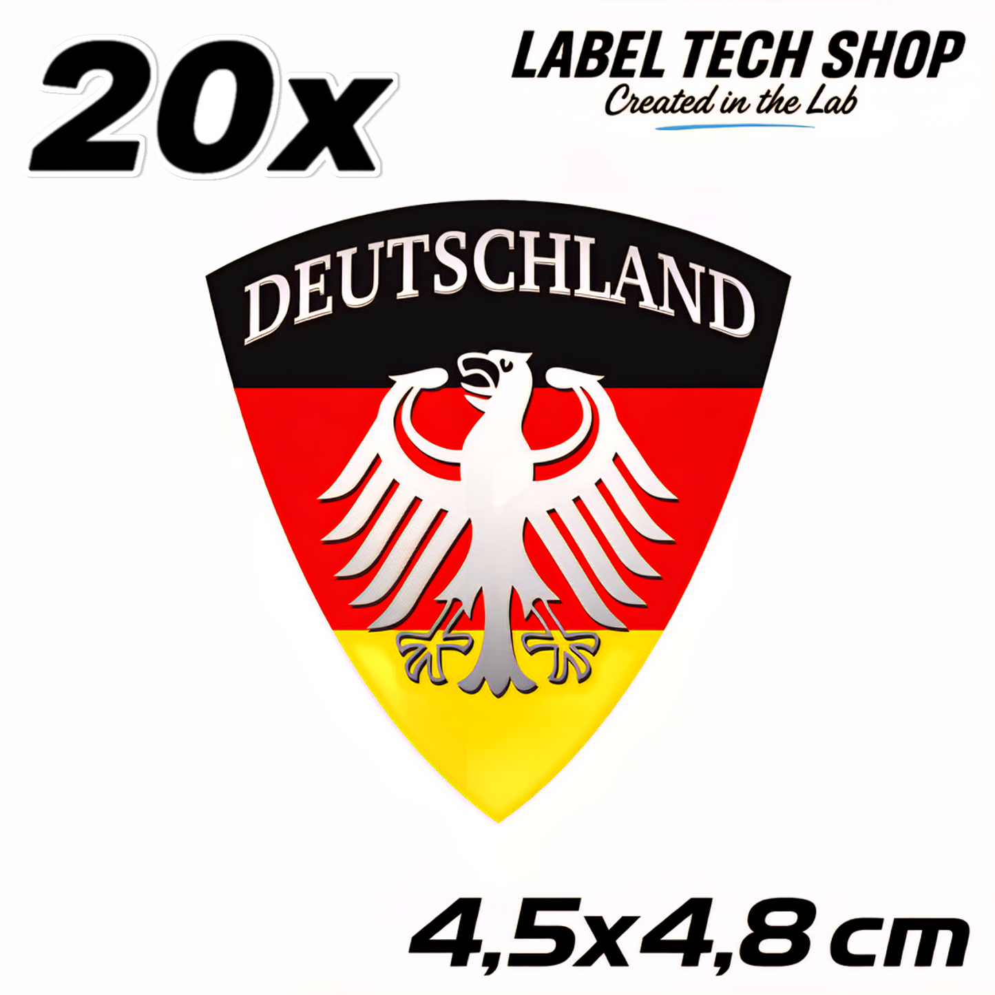 Deutschland Emblem Aufkleber 4,5 x 4,8 cm – Germany Adler Wappen Sticker (114)