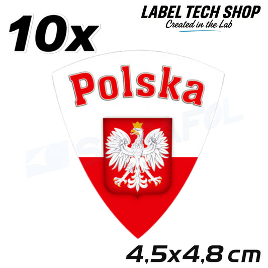 10x Polen Aufkleber 🇮🇩 Polska naklejka Polish Sticker Flagge 4,5x4,8cm 021