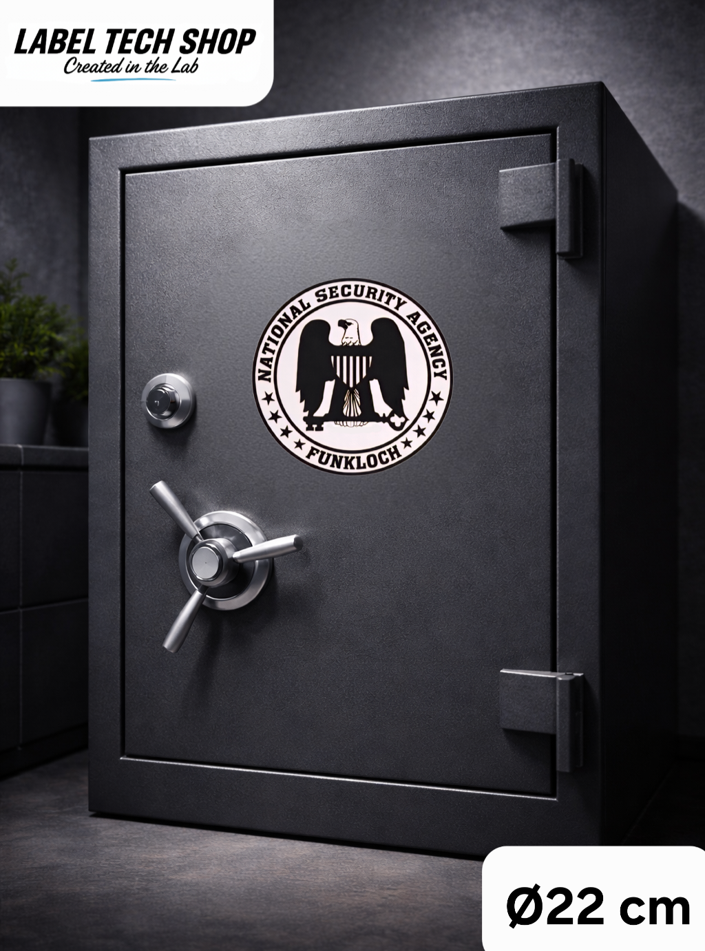 NSA Funkloch Sticker 22cm Ø – IT Humor Aufkleber für Tresor, Dokumente & Akten (128)