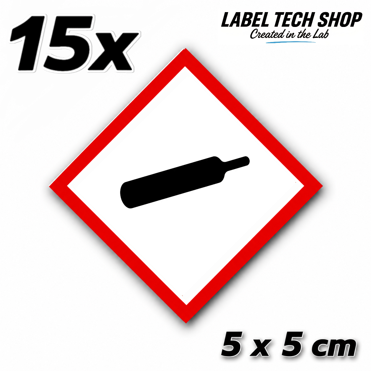 GHS04 Gases under pressure sticker Gas Cylinder Sticker Hazardous material symbol Compressed gas Dangerous goods Chemistry Lab label according to CLP / GHS Occupational safety