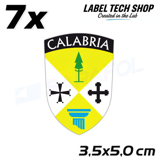 7x Kalabrien Aufkleber Calabria Adesivo Calabre Sticker Flagge Wappen 3,5x5,0cm (018)