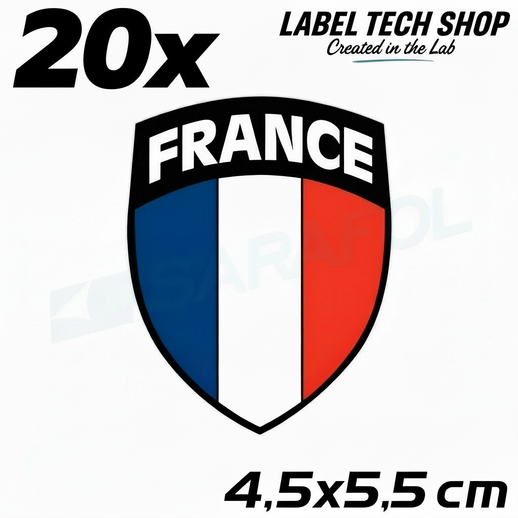 20x France Stickers French Flag Decal 4.5x5.5cm (040)