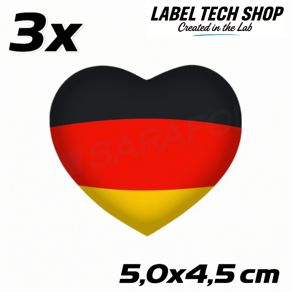 Deutschland Herz Aufkleber (048) – Germany Heart Sticker – Deutschland Flagge Herz – 5,0 × 4,5 cm