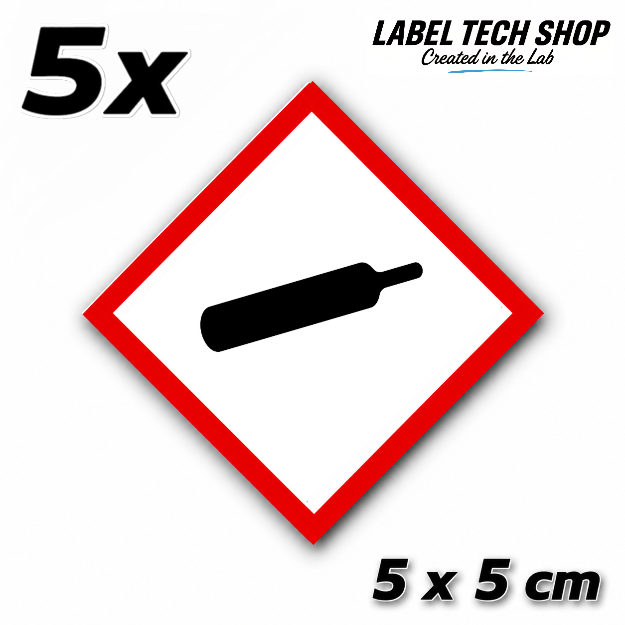 GHS04 Gases under pressure sticker Gas Cylinder Sticker Hazardous material symbol Compressed gas Dangerous goods Chemistry Lab label according to CLP / GHS Occupational safety