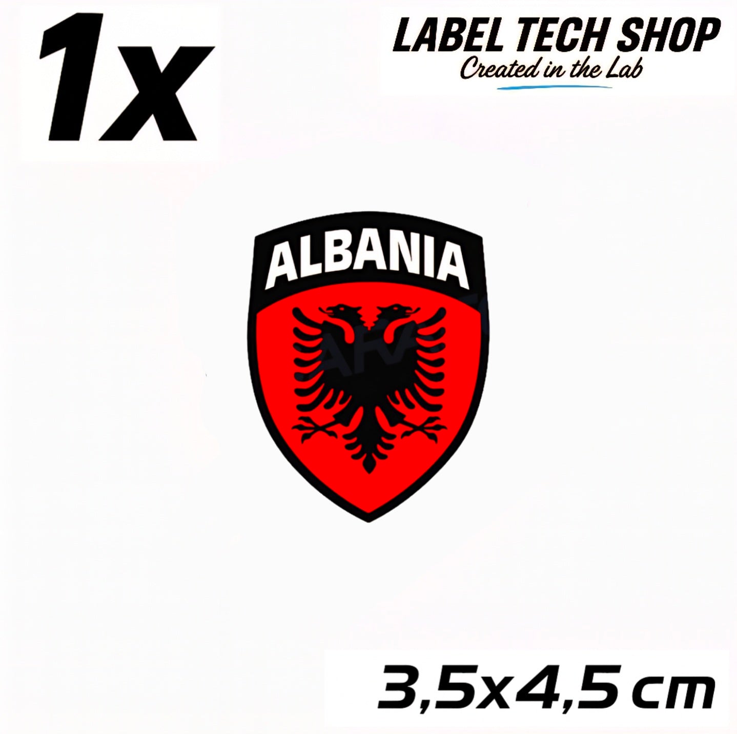 1x Albania Sticker (Small) Shqipëria Shqiponja - Albania Flag Emblem Coat of Arms Sticker 3.5x4.5cm (103)