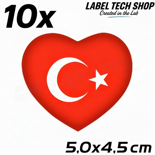 10x Türkei Aufkleber Türkiye Turkey Bayrak Flagge Herz Sticker 5,0x4,5cm (044)