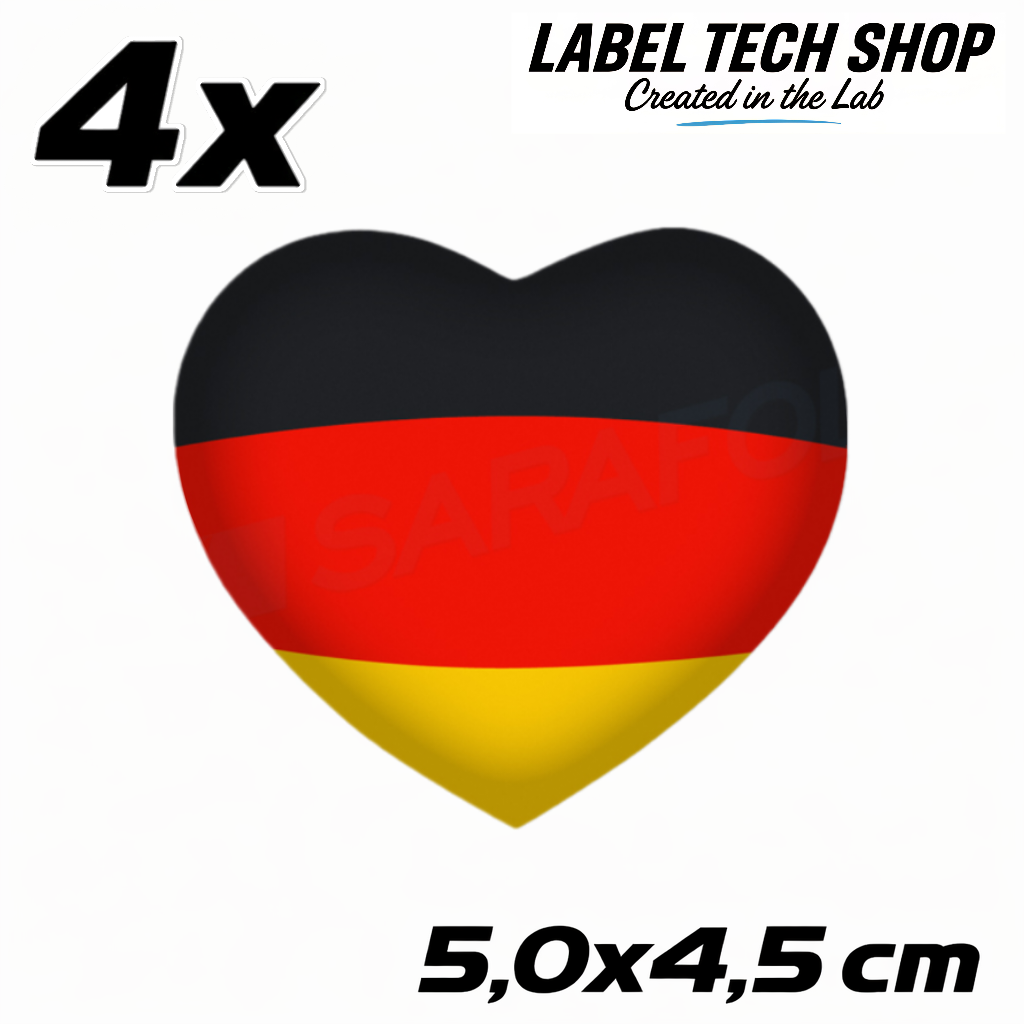 Deutschland Herz Aufkleber (048) – Germany Heart Sticker – Deutschland Flagge Herz – 5,0 × 4,5 cm