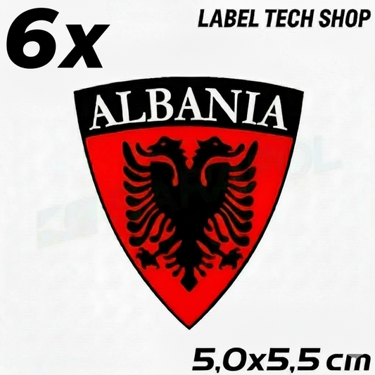 6x Albania Shqiponja Wappen Sticker – Albanien Flagge Emblem Aufkleber 5,0x5,5cm (004)