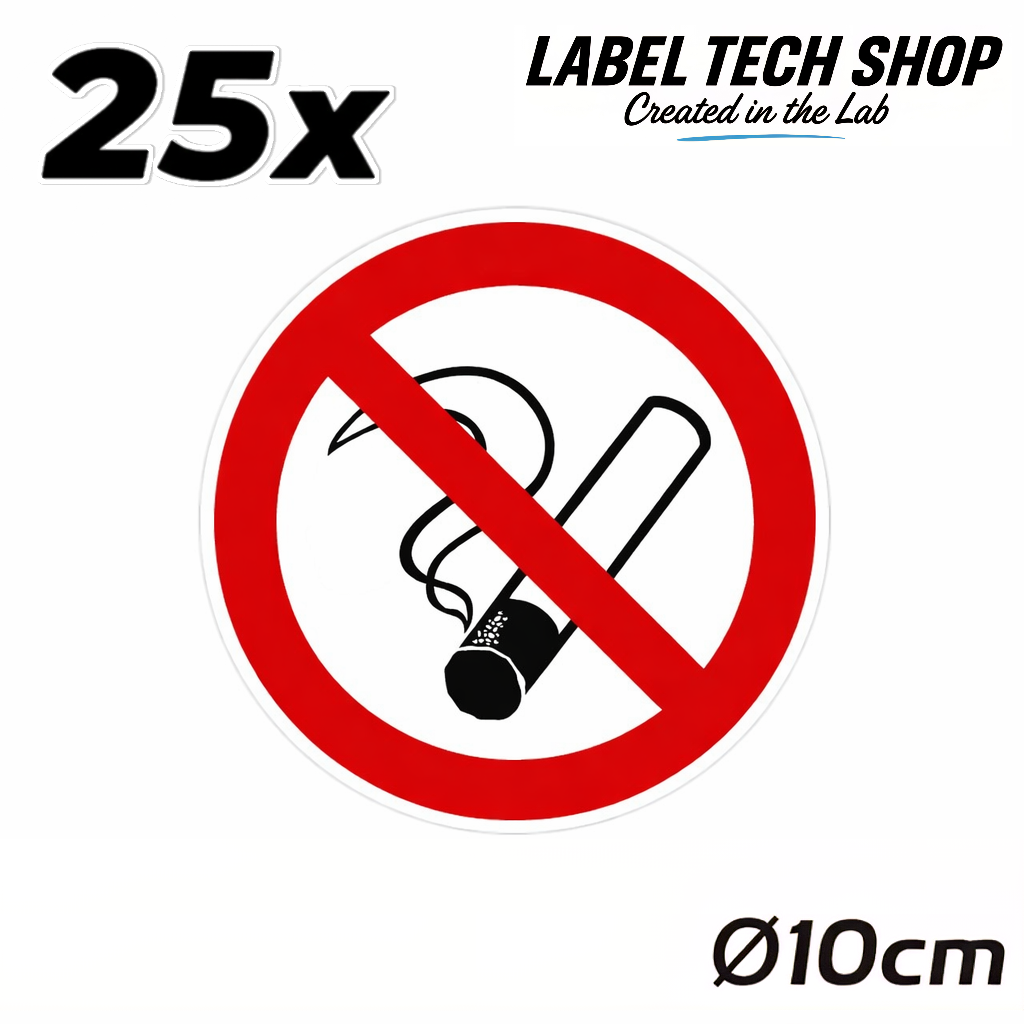 Rauchen verboten Aufkleber Ø10cm – No Smoking Sticker – No Fumar Hinweiszeichen Innen & Außen – Verbotsschild (127)