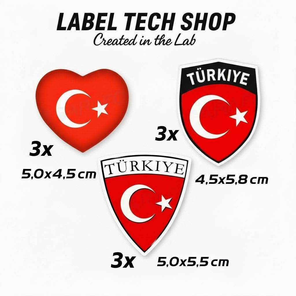 9er Türkei Aufkleber Set – Türkiye Flagge Bayrak Emblem Sticker – Auto & Laptop (076)