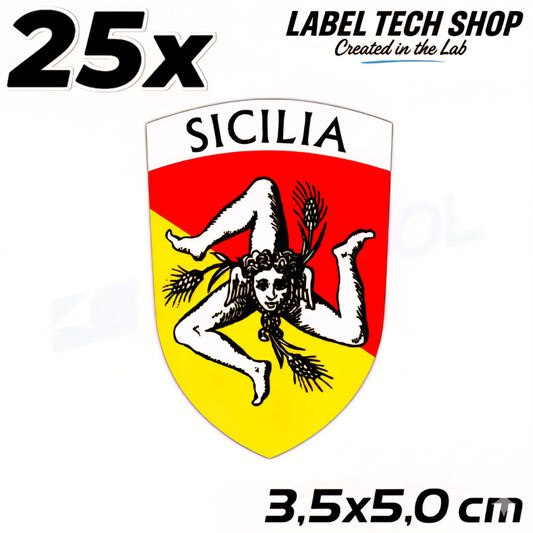 25x Sizilien Aufkleber – Sicilia Sicily Flagge Wappen Sticker 3,5x5,0cm (017)