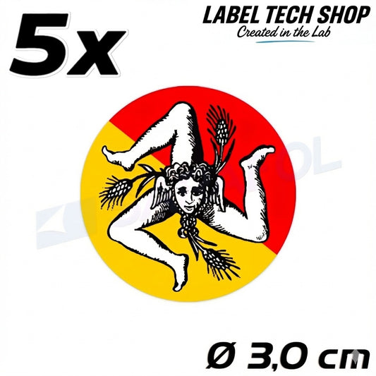 5x Sizilien Aufkleber – Sicilia Sicily Flagge Wappen Sticker Rund Ø 3cm (030)