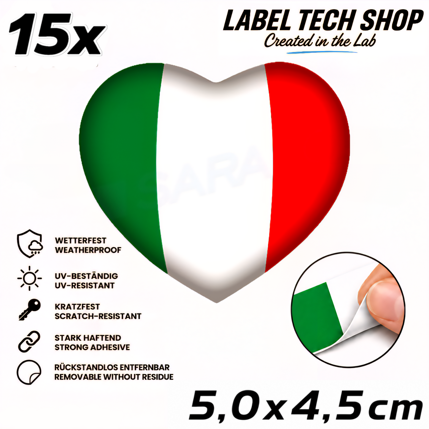 🇮🇹 Italy Sticker Heart Italian Sticker Heart Adesivo Cuore Italiano Flag Car Helmet 5.0x4.0cm NR.046
