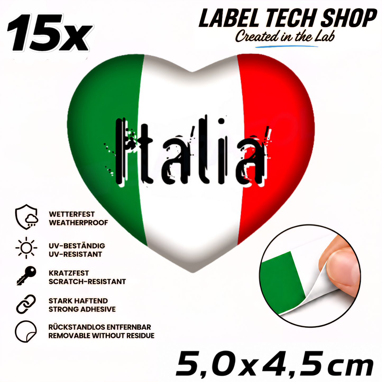 🇮🇹 Italy Sticker Heart Italian Sticker Heart Adesivo Cuore Italiano Flag Car Helmet 5.0x4.0cm NO.060
