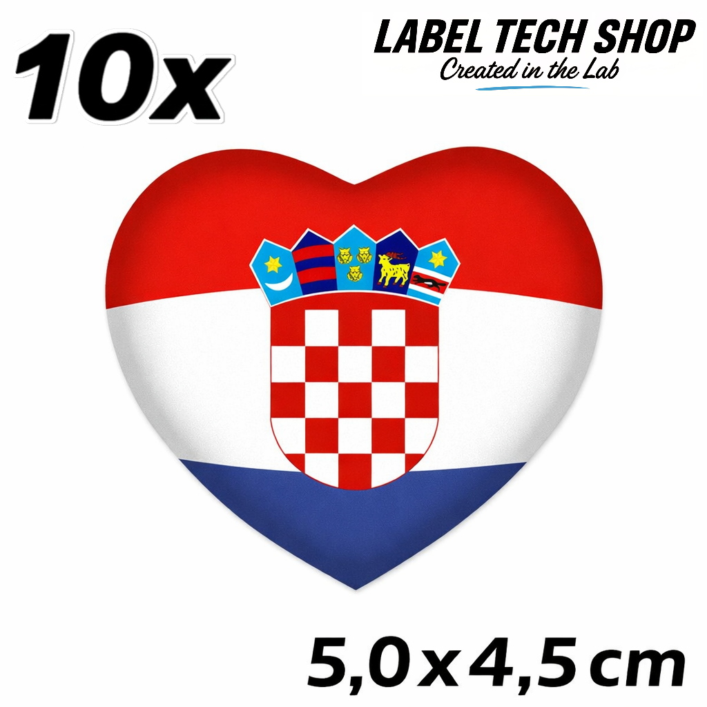 Kroatien Hrvatska Croatia Herz Aufkleber – Croatia Auto Laptop Helm – 5,0 × 4,5 cm (051)