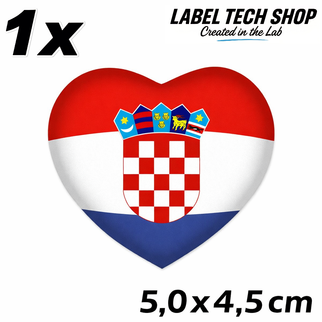 Kroatien Hrvatska Croatia Herz Aufkleber – Croatia Auto Laptop Helm – 5,0 × 4,5 cm (051)