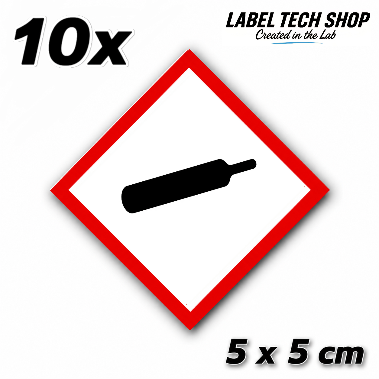 GHS04 Gases under pressure sticker Gas Cylinder Sticker Hazardous material symbol Compressed gas Dangerous goods Chemistry Lab label according to CLP / GHS Occupational safety