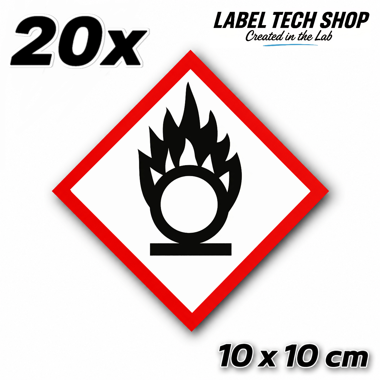GHS03 Oxidizing Hazard Sticker Chemical Hazard Symbol Dangerous Goods Chemistry Laboratory Label according to CLP / GHS Occupational Safety