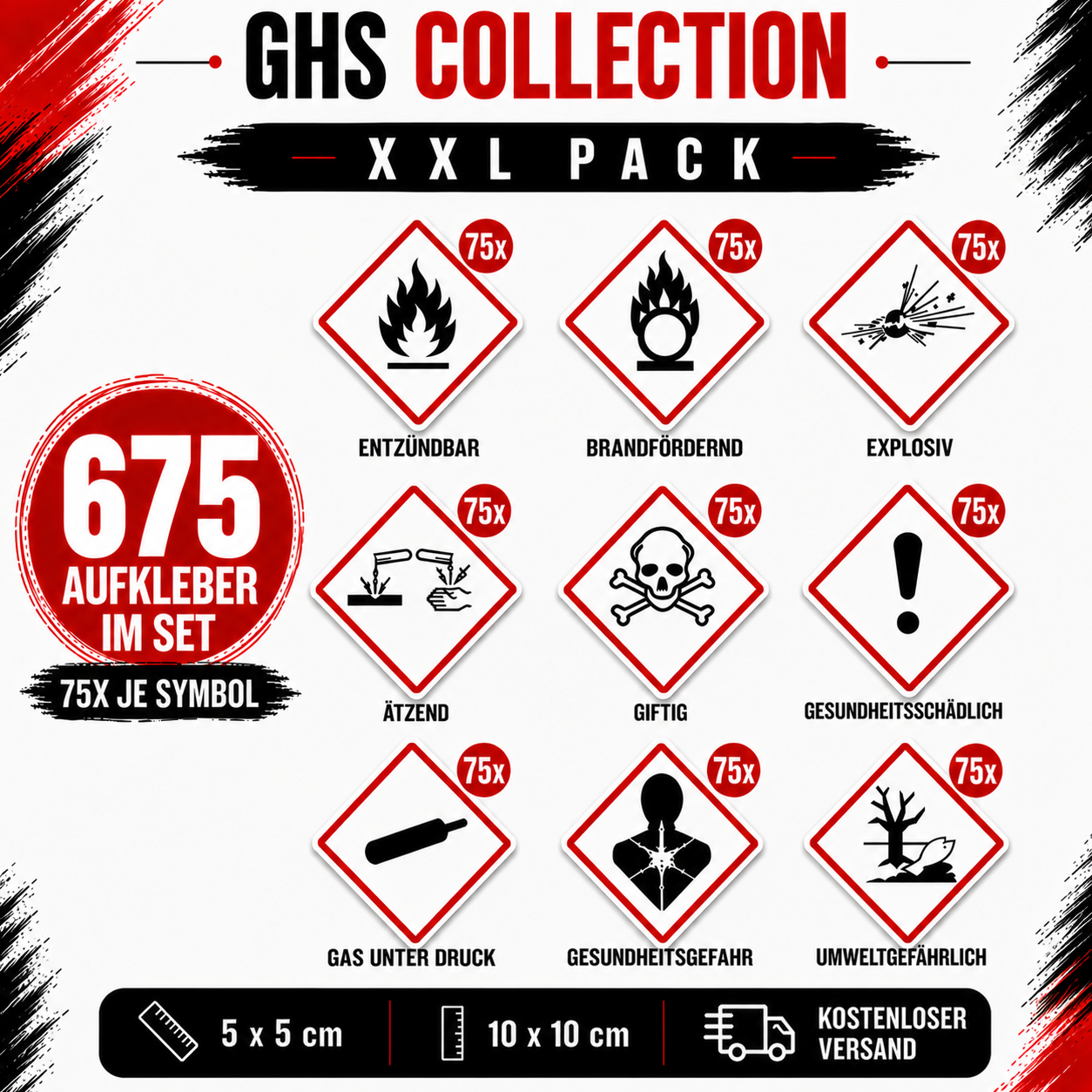 GHS Hazard Label Sticker Set | GHS Hazard Label Sticker Set – All 9 GHS Symbols | All 9 GHS Symbols