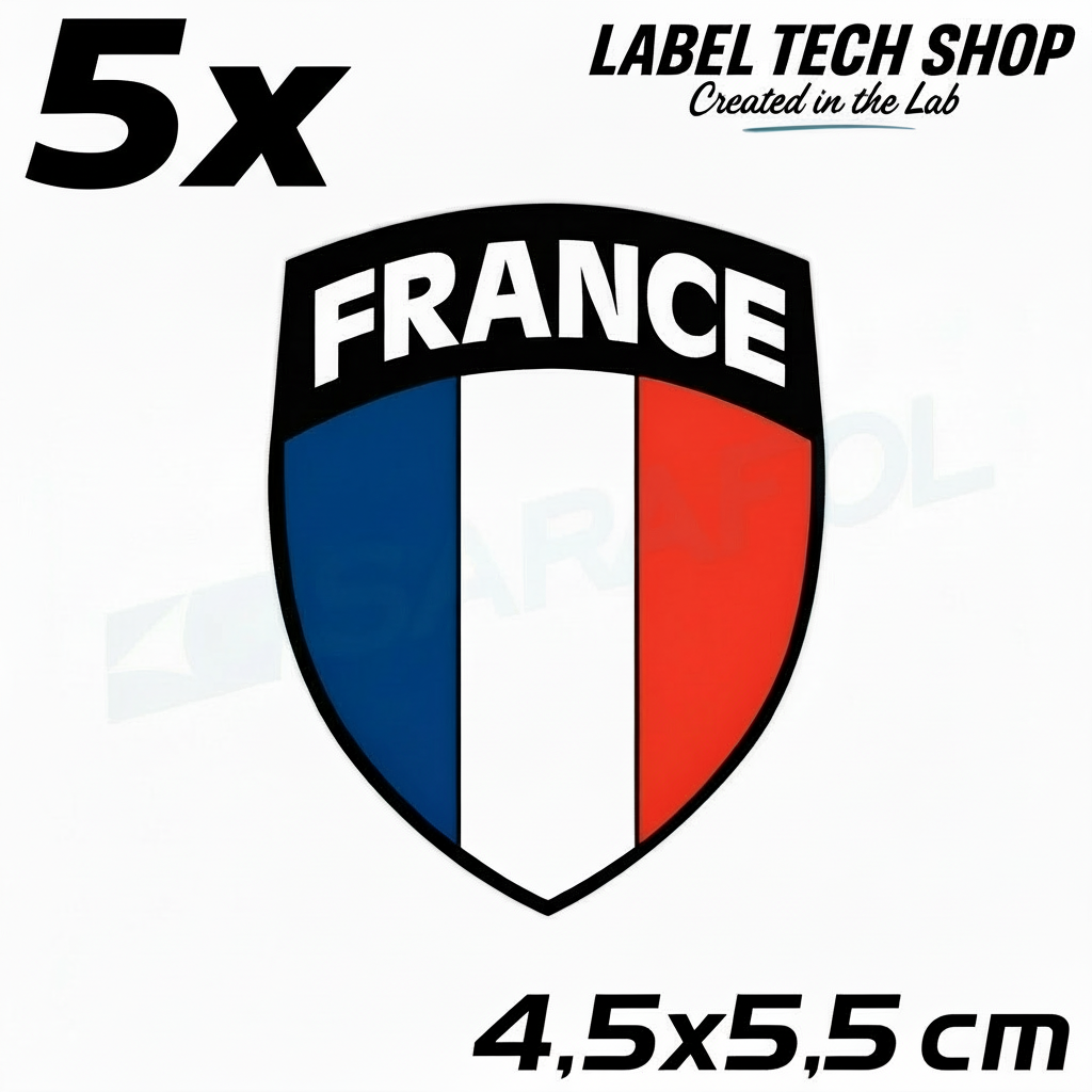 5x France Sticker France Flag 4.5x5.5cm (040)